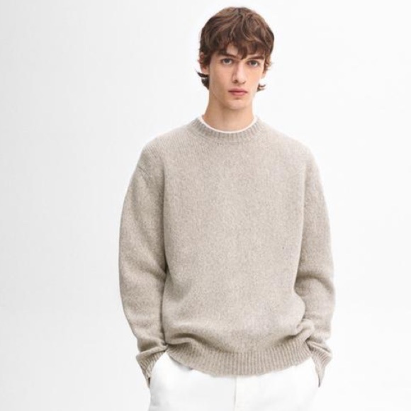Zara Men Long Sleeve Knit Wool Blend Sweater Size XL